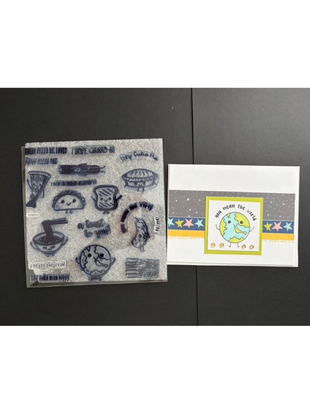 Close To My Heart Food Pun Stamp Set + Handmade Card Pizza Taco Cute